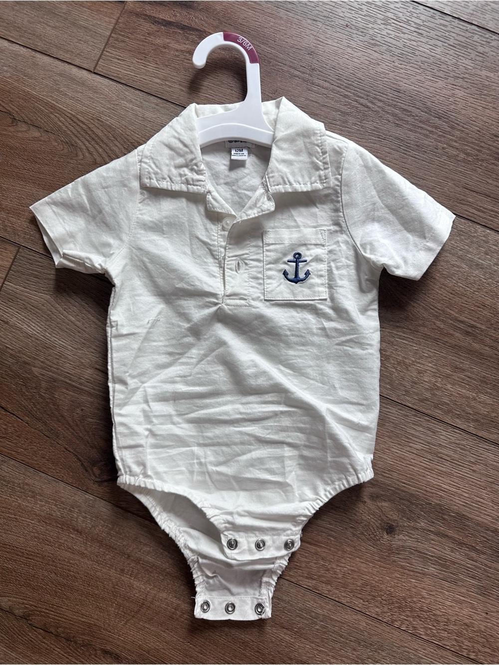 Sperry White Baby Polo Onesie. Size 12mo. Never worn.